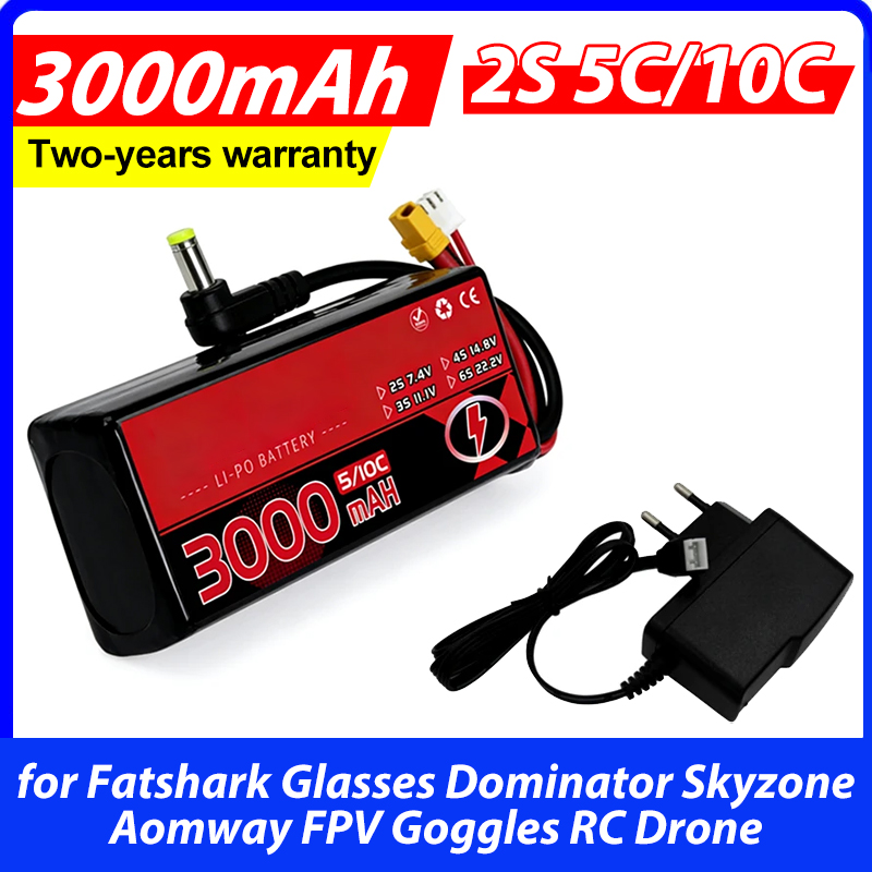 بطارية ليثيوم بوليمر 3000 مللي - مراجعة Skyzone Sky04X Pro Oled Fpv Goggles وسعره